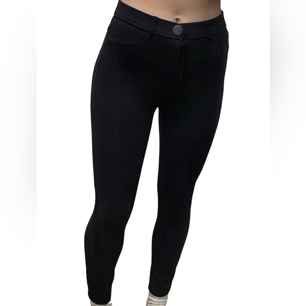 Zara High Rise Stretch Black Business Casual Skinny Leg Yoga Dress Pants Black L